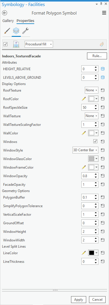 Attributes section of the Format Polygon Symbol pane Attributes section of the Format Polygon Symbol pane